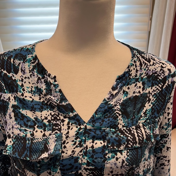 Apt 9 blouse dress work shirt top silky sz small V neck casual business blouse - Picture 3 of 8